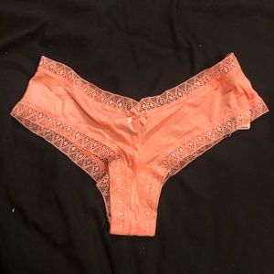 Pink silky lace thong